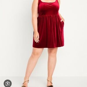 Old Navy Red Velvety Mini Dress